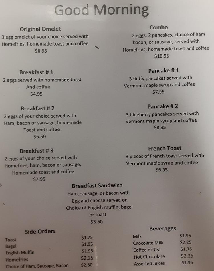 Tim's Deli & Restaurant menu page 1